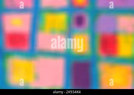 Unschärfe, Hintergrund und farbenfrohe Bilder einer ursprünglichen Zusammenfassung Stockfoto