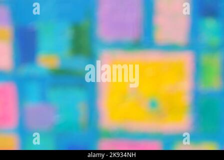Unschärfe, Hintergrund und farbenfrohe Bilder einer ursprünglichen Zusammenfassung Stockfoto