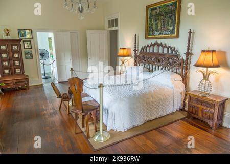 KEY WEST, USA - 27. AUG 2014: Schlafzimmer von Ernest Hemmingway in Key West, USA. Ernest Hemingway lebte und schrieb hier von 1931 bis 1939. Stockfoto