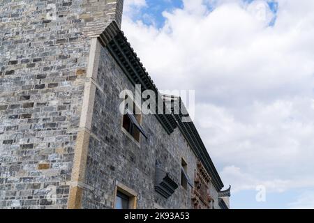 Chinesische alte Architektur Dach Details von Hui Stil Stockfoto