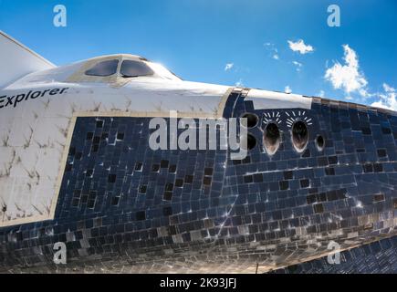 ORLANDO, USA - 25. JULI: Das Space Shuttle Explorer OV100 im Kennedy Space am 25. Juli 2010 in Orlando, USA. Es wurde in Apopka gebaut und in installiert Stockfoto