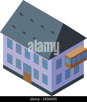 Isometrischer Vektor für das rumänische Häusersymbol. Rumänische Flagge. Reiseland Stock Vektor