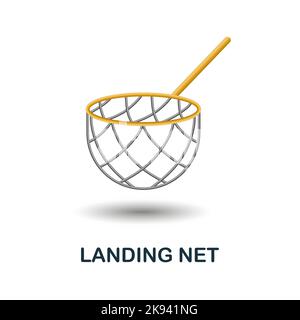 Landing Net-Symbol. 3D Illustration aus der Angelsammlung. Kreatives Landing Net 3D-Symbol für Webdesign, Vorlagen, Infografiken und mehr Stock Vektor
