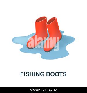 Symbol „Fischerstiefel“. 3D Illustration aus der Angelsammlung. Creative Fishing Boots 3D Symbol für Web-Design, Vorlagen, Infografiken und mehr Stock Vektor