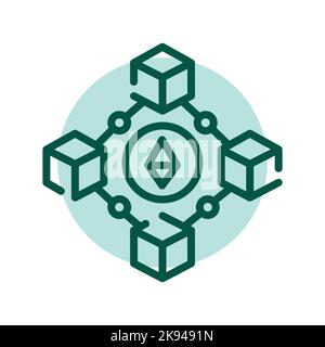 Symbol für Blockchain-Linie. Virtuelles Geld. Stock Vektor
