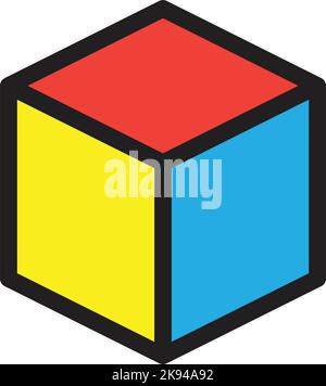 Würfelsymbol, Illustration für quaderförmige Vektorelemente Stock Vektor