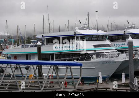 Die Seward Marina Seward, Alaska, ist eine eingegliederte Heimatstadt in Alaska, USA. Das Hotel liegt an der Resurrection Bay, einem Fjord des Golfs von Alask Stockfoto