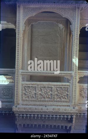 Palace Window, Jaisalmer, Rajasthan, Indien Stockfoto