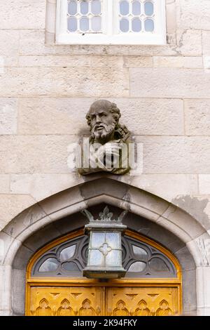 Irland Irland Irland Irland Dublin Dame Street Dublin Castle Chapel Royal 1814 von Francis Johnson als anglikanische Kapelle des Viceroy-Skulpturenkopfes erbaut Stockfoto