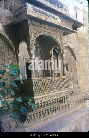 Window, Amar Sagar Palace, Jaisalmer, Rajasthan, Indien Stockfoto