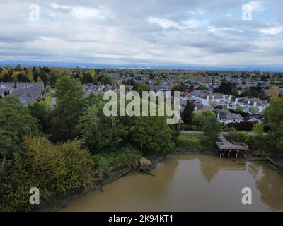 Eine Luftaufnahme der Innenstadt von Vancouver in Kanada Stockfoto