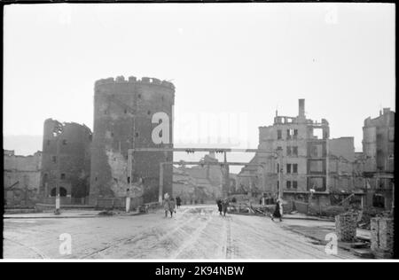 Ruinen in Danzig, 1945. Stockfoto