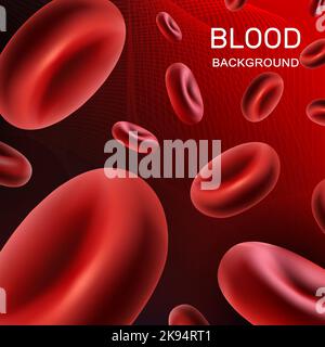 Blut mit roten Erythrozyten fließt durch die Venen und Gefäße einer Person. Spendertag, Bewusstsein für Anämie. Roter Hintergrund. Vektor. Stock Vektor