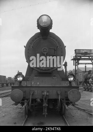 HNJ M 38. Frontvy. Die im Bild gezeigte Lokomotive wurde 1922 von Hanomag Hannover hergestellt. 1945 an die Staatsbahnen verkauft und musste SJ N4 1773 wörtlich nehmen. 1972 verschrottet. Stockfoto