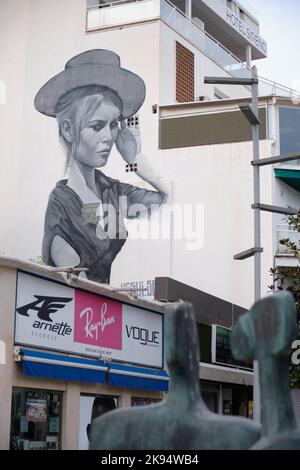 Brigitte bardot Wandmalerei im Zentrum von Torremolinos, Malaga, Spanien. Stockfoto