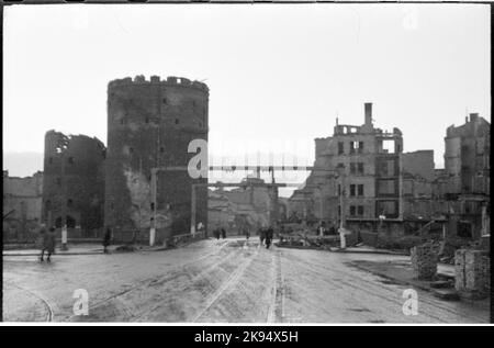 Ruinen in Danzig, 1945. Stockfoto