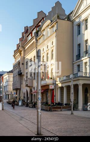 Blick auf die Schlossstraße in der Schweriner Altstadt Stockfoto