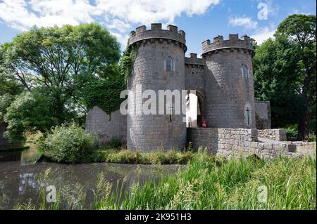 Whittington, Großbritannien - 15. Juli 2022: Whittington Castle im kleinen Dorf Whittington, England Stockfoto