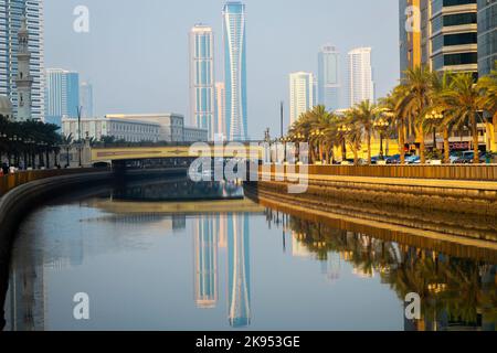 Qanat Al Qasba corniche Sharjah Stockfoto