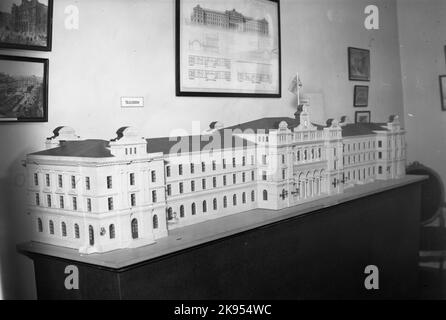 Modell von Stockholm Central, 1871; Eisenbahnmuseum. Stockfoto