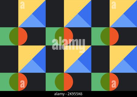 Nahtloses Vektormuster, einfache Geometrieformen, leuchtende Farben, bauhaus-Stil Stock Vektor