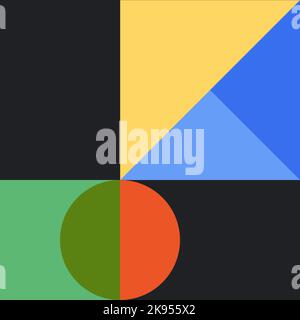 Nahtloses Vektormuster, einfache Geometrieformen, leuchtende Farben, bauhaus-Stil Stock Vektor