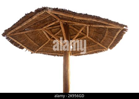 Unter dem Palapa mit blauem Himmel. Stockfoto