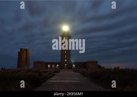 PHARE du Cap Frehel bei Nacht, Frankreich, Bretagne, Plevaon Stockfoto