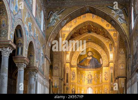 Italien, Sizilien, Palermo. Monreale. Die normannische Kathedrale mit den byzantinischen Mosaiken in Monreale. Stockfoto