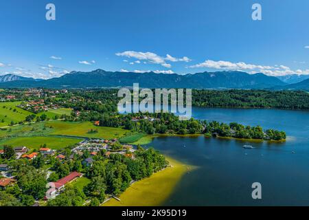 Die Region um Seehausen am Staffelsee von oben Stockfoto