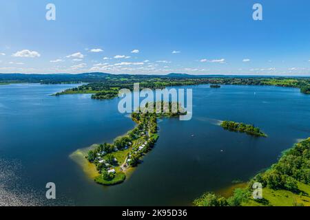 Die Region um Seehausen am Staffelsee von oben Stockfoto