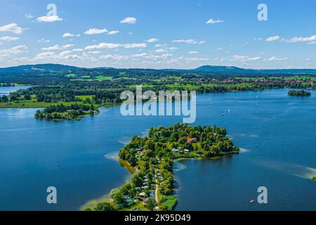 Die Region um Seehausen am Staffelsee von oben Stockfoto