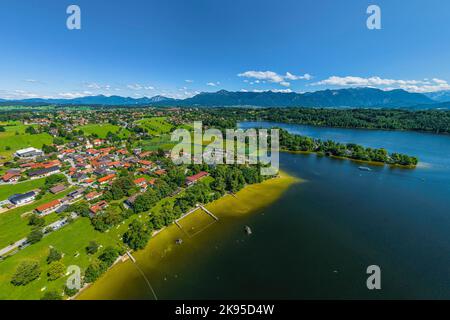 Die Region um Seehausen am Staffelsee von oben Stockfoto