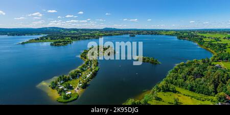 Die Region um Seehausen am Staffelsee von oben Stockfoto