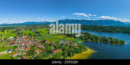 Die Region um Seehausen am Staffelsee von oben Stockfoto