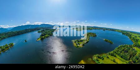 Die Region um Seehausen am Staffelsee von oben Stockfoto