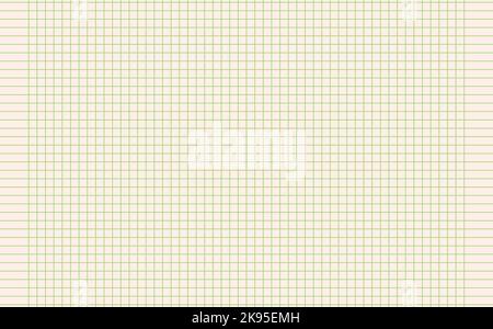 Diagrammpapier. Bedruckbares quadratische Rasterpapier mit horizontalen Farblinien. Geometrischer Hintergrund für Schule, Texturen, Notizbuch, Tagebuch. Realistisches Futter Stock Vektor