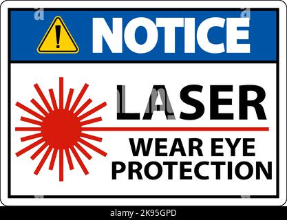 Hinweis: Laserschutzschild Mit Augenschutz Auf Weißem Hintergrund Stock Vektor