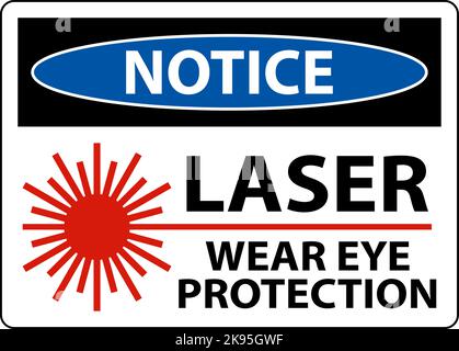 Hinweis: Laserschutzschild Mit Augenschutz Auf Weißem Hintergrund Stock Vektor