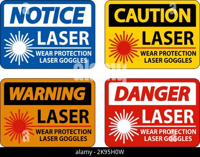 Laser Wear Schutzbrille Auf Weißem Hintergrund Stock Vektor