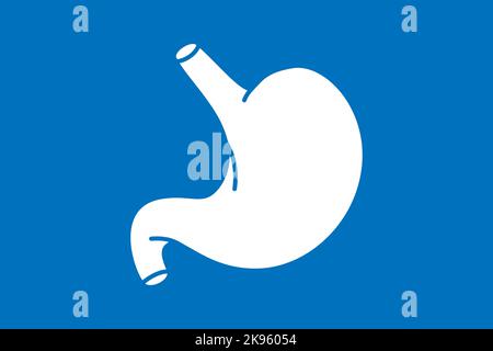 Menschliches Magensymbol auf blauem Hintergrund isoliert. Symbol für menschliche Organe. Vektorgrafik. Stock Vektor