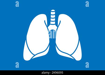 Symbol für menschliche Lungen auf blauem Hintergrund isoliert. Symbol für menschliche Organe. Vektorgrafik. Stock Vektor