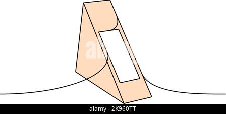 Sandwich-Karton eine Zeile farbige kontinuierliche Zeichnung. Leere Pappkartons, Beutel für Essen zum Mitnehmen durchgehende eine Zeile bunte Illustration. Stock Vektor