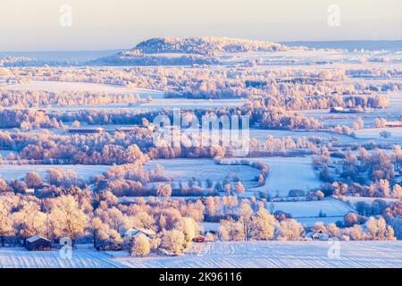 Blick auf die ländliche Landschaft im Winter Stockfoto