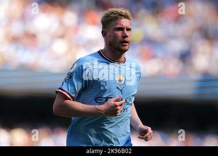 Fileboto vom 13-08-2022 von Kevin De Bruyne, der wie im Rückspiel der letzten Saison den ungeschlagenen Lauf von Leicester mit dem Opener in einem 2-1-Sieg beenden kann. Ausgabedatum: Mittwoch, 26. Oktober 2022. Stockfoto