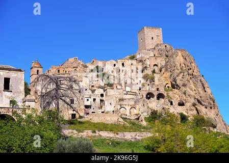 Das verlassene Dorf Craco in Basilicata, Italien Stockfoto