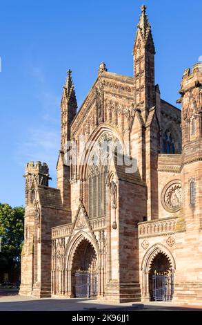 Hereford Cathedral Vorderseite der Hereford Cathedral Hereford Herefordshire England GB Europa Stockfoto