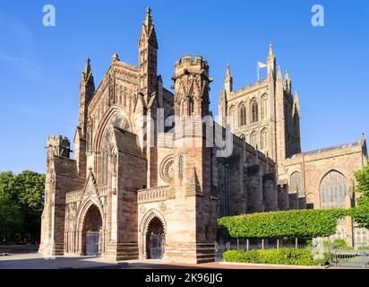 Hereford Cathedral Vorderseite der Hereford Cathedral Hereford Herefordshire England GB Europa Stockfoto