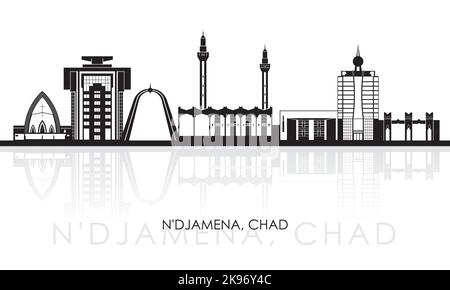 Silhouette Skyline Panorama der Stadt N'Djamena, Tschad - Vektor-Illustration Stock Vektor