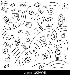 Ein süßes Kritzeln über Liebe, Haltung, Herz Stock Vektor